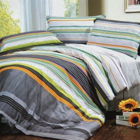 Blancho Bedding - [Tonal Stripe] Luxury 4PC Comforter Set Combo 300GSM (Twin Size)