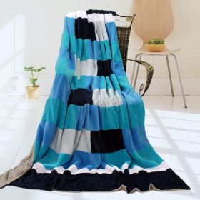 Onitiva - [Blue & White] Soft Coral Fleece Patchwork Throw Blanket (59 by 78.7 inches)