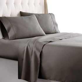 Full Size Sheets Set - Bedding Sheets & Pillowcases w/ 16 inch Deep Pockets - Fade Resistant & Machine Washable - 4 Piece 1800 Series Full Bed Sh (Color: Grey, Piece Type: 4 Piece 1800 Series Full Bed)
