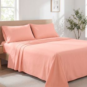 4pcs ultra-soft 85g sheet and pillowcase set, soft solid color, machine washable, suitable for all seasons, Christmas comfortable bedding set (Color: Pink, size: queen(59.84''*79.92''))