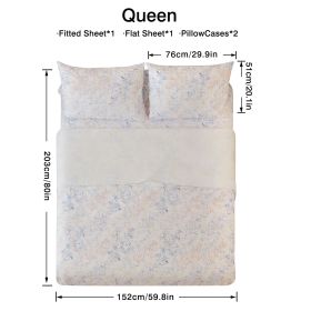 4pcs ultra-soft 85g brushed printed sheets and pillowcases, machine washable, suitable for all seasons (size: queen(59.84''*79.92''))