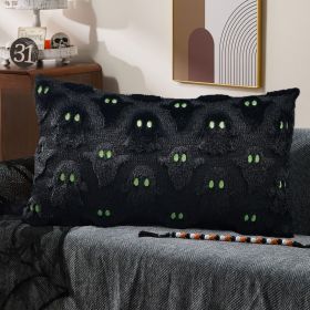 Halloween Pillow Covers 12x20 inch Set of 2 Beige Ghost Throw Pillow Cases Soft Plush Faux Fur Wool Couch Cushion Case for Chair Sofa Bedroom Liv (Color: Black    20" x 12" (Pack of 2))