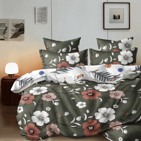 Duvet Cover Set 5-Piece, Queen Size - Includes Duvet Cover with Ties, 2 Pillowcases & 2 Decorative Shams | Ultra-Soft Microfiber Bedding Set (Color: green, size: TWIN)