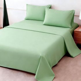 4-piece ultra-soft 85g bed sheet and pillowcase set. Soft and durable, solid color, machine washable (Color: Light green, size: queen(59.84''*79.92''))