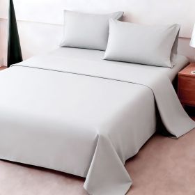 4-piece ultra-soft 85g bed sheet and pillowcase set. Soft and durable, solid color, machine washable (Color: light grey, size: full(53.94''*74.8''))