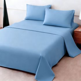 4pcs ultra-soft 85g sheet and pillowcase set, soft solid color, machine washable, suitable for all seasons, Christmas comfortable bedding set (Color: sky blue, size: queen(59.84''*79.92''))