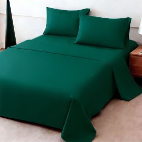 4pcs ultra-soft 85g sheet and pillowcase set, soft solid color, machine washable, suitable for all seasons, Christmas comfortable bedding set (Color: peacock blue, size: king(75.98''*79.92''))