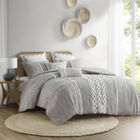 Cotton Printed Comforter Set with Chenille (Color: as Pic)