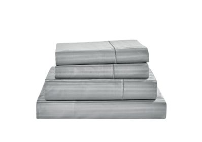 Kathy Ireland 500 Thread Count Damask Stripe Sheet Set (Color: Grey, size: TWIN)