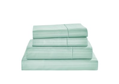 Kathy Ireland 500 Thread Count Damask Stripe Sheet Set (Color: Granite Green, size: QUEEN)