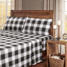 Kathy Ireland 100% Turkish Cotton Flannel Sheet Set (Color: Gingham Plaid, size: Full)