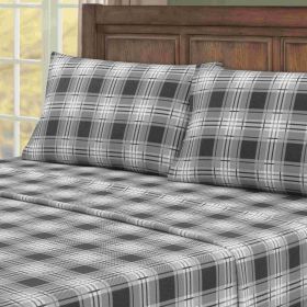Kathy Ireland 100% Turkish Cotton Flannel Sheet Set (Color: Eden Plaid, size: TWIN)