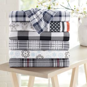 Kathy Ireland 100% Turkish Cotton Flannel Sheet Set (Color: Gray Blue Frost, size: KING)