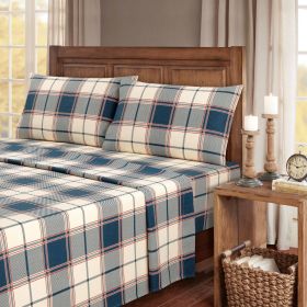 Kathy Ireland 100% Turkish Cotton Flannel Sheet Set (Color: Signature Plaid, size: TWIN)