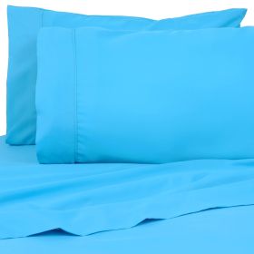 Premier Colorful Bright 4 pc Microfiber Sheet Sets (Color: Aqua Blue, size: QUEEN)