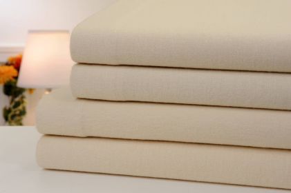 Bibb Home Solid Flannel 4 Piece Sheet Set (Color: beige, size: Twin XL)