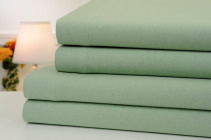 Bibb Home Solid Flannel 4 Piece Sheet Set (Color: Sage, size: Full)